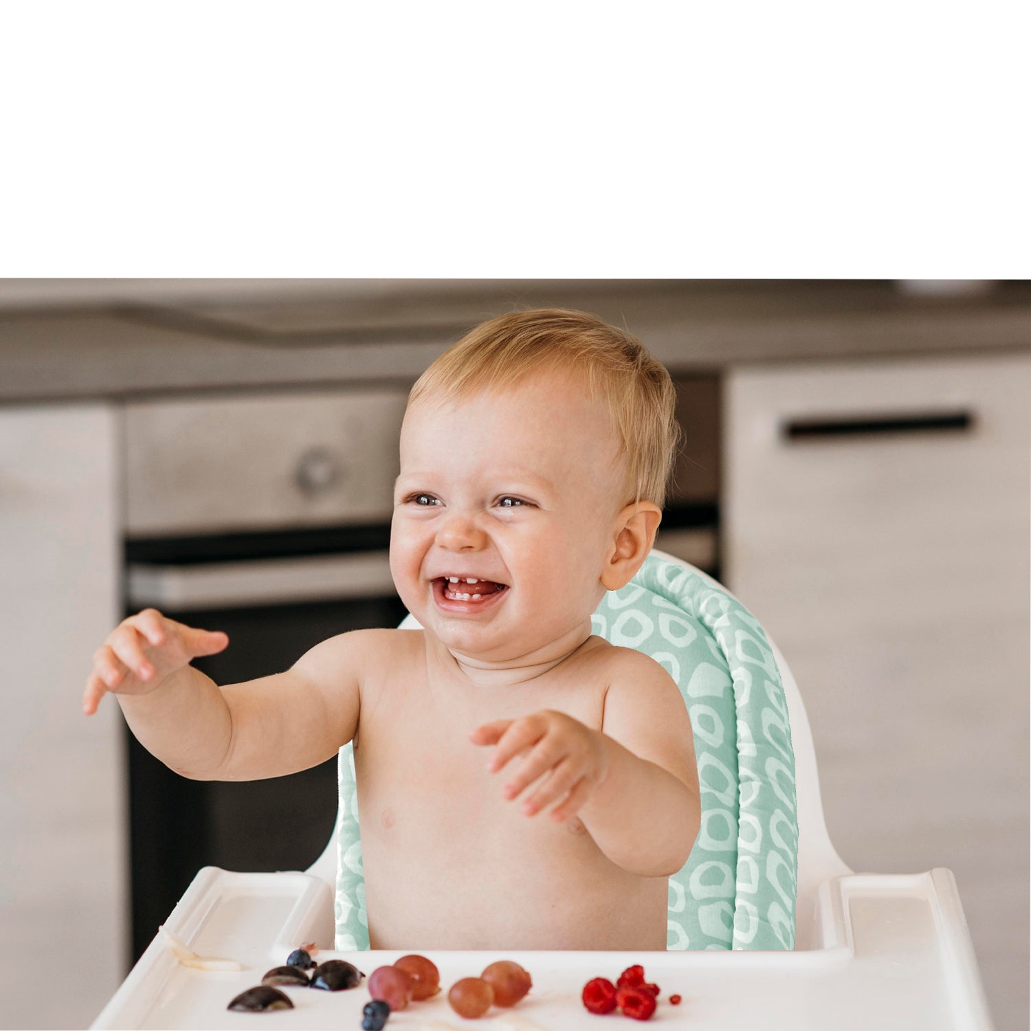 Babyjem High Chair Pad - Green Square Design