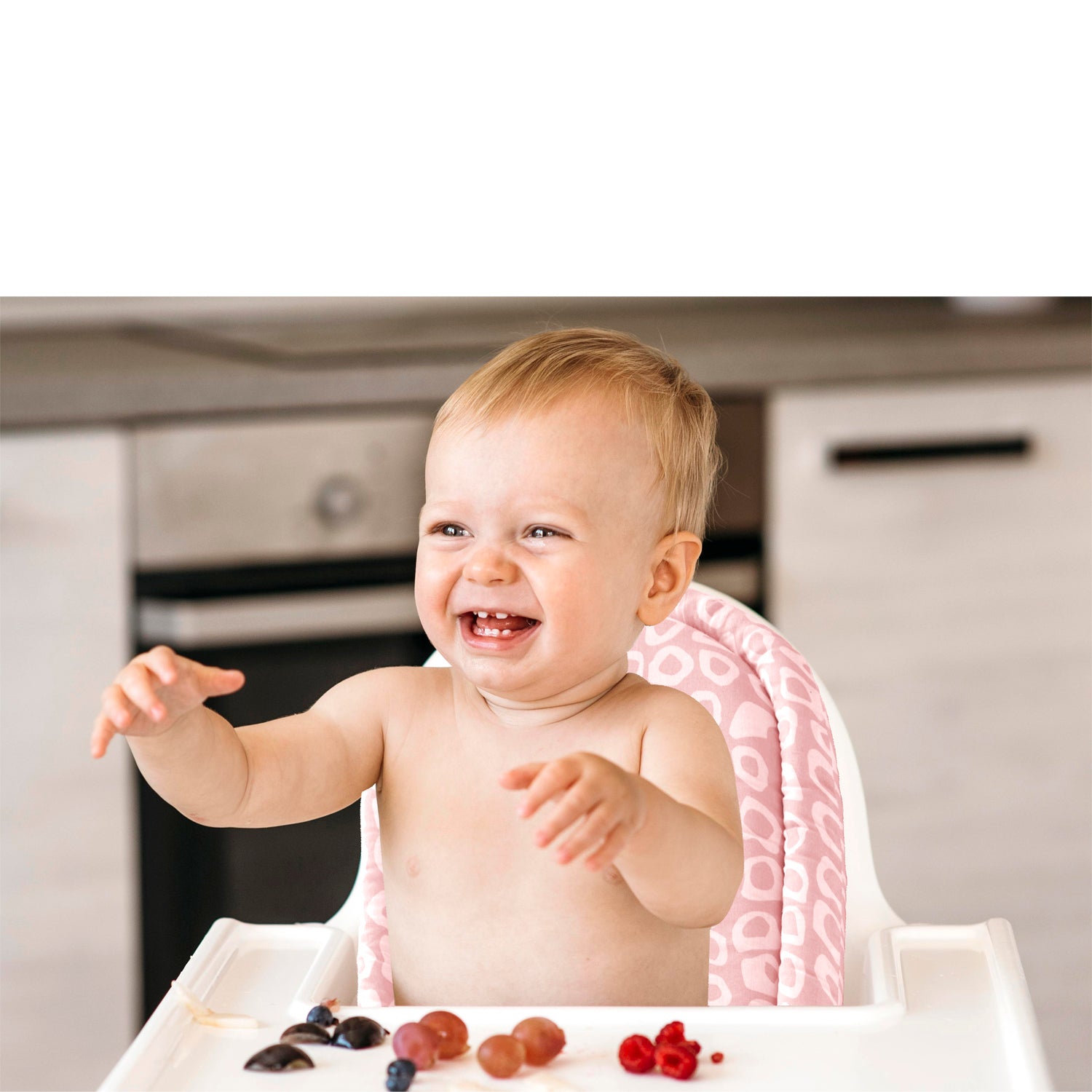 Babyjem High Chair Pad - Pink Square Design