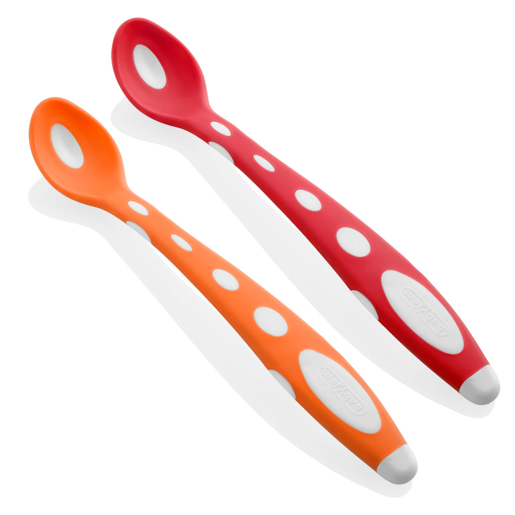 Babyjem Soft Tip Spoon 2 Pcs - Orange And Red