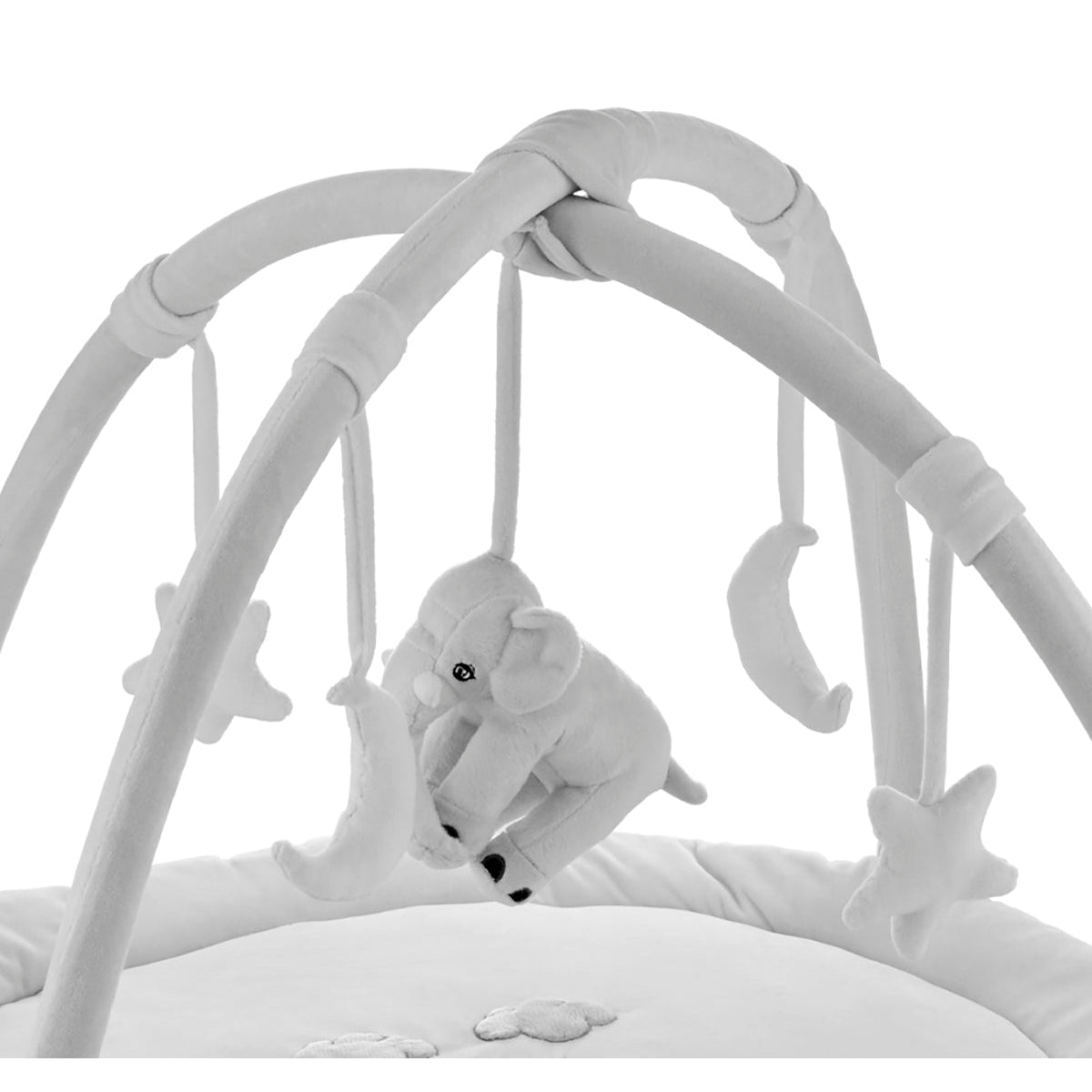 Babyjem Velvet Playing Mat With Elephant Theme - Grey