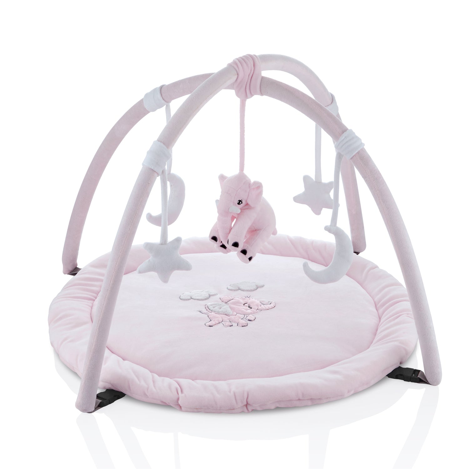 Babyjem Velvet Playing Mat With Elephant Theme - Pink