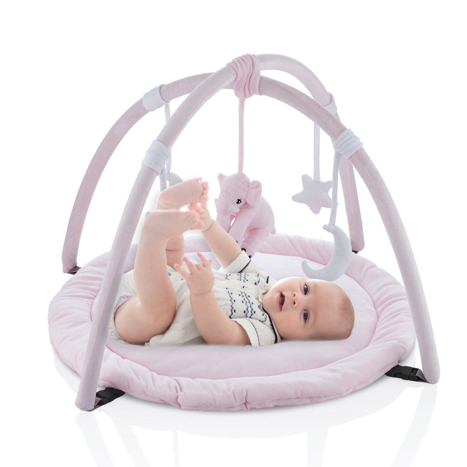 Babyjem Velvet Playing Mat With Elephant Theme - Pink