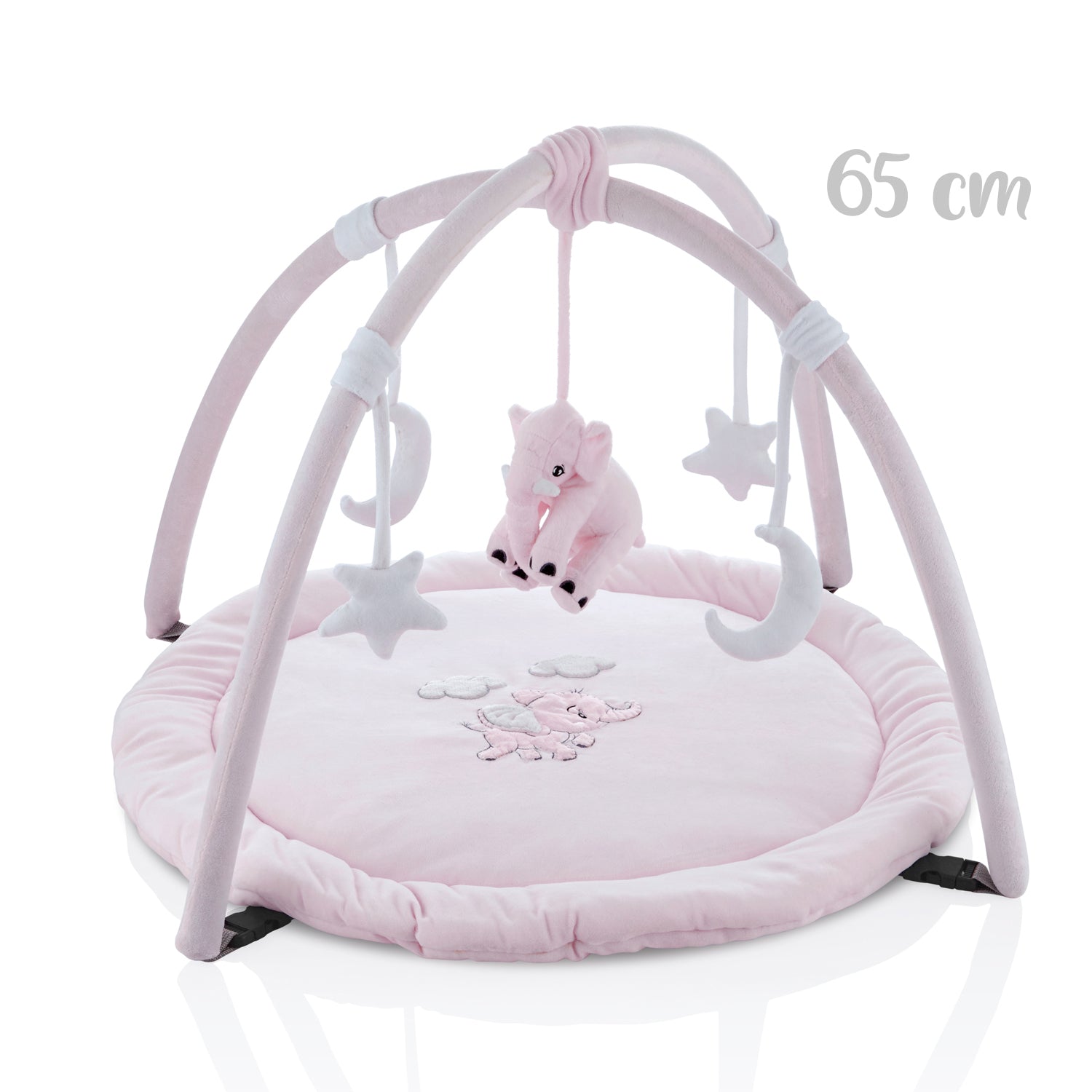 Babyjem Velvet Playing Mat With Elephant Theme - Pink