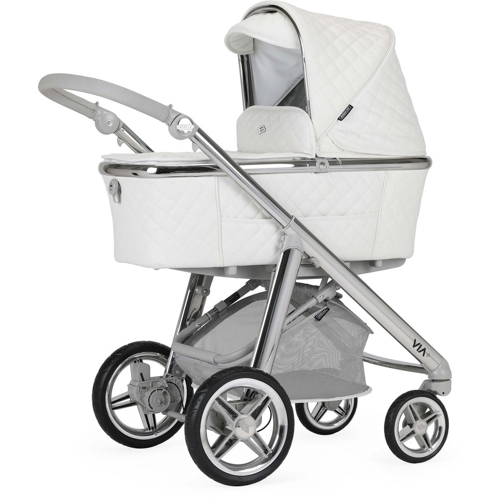 Bebecar Pram Via + Bag + Car Seat - SP 951 (Vanilla White)
