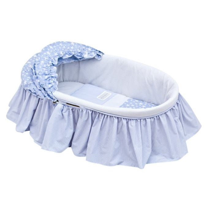 Baby Cotton Basket With Frills + Hood Une - Star Blue