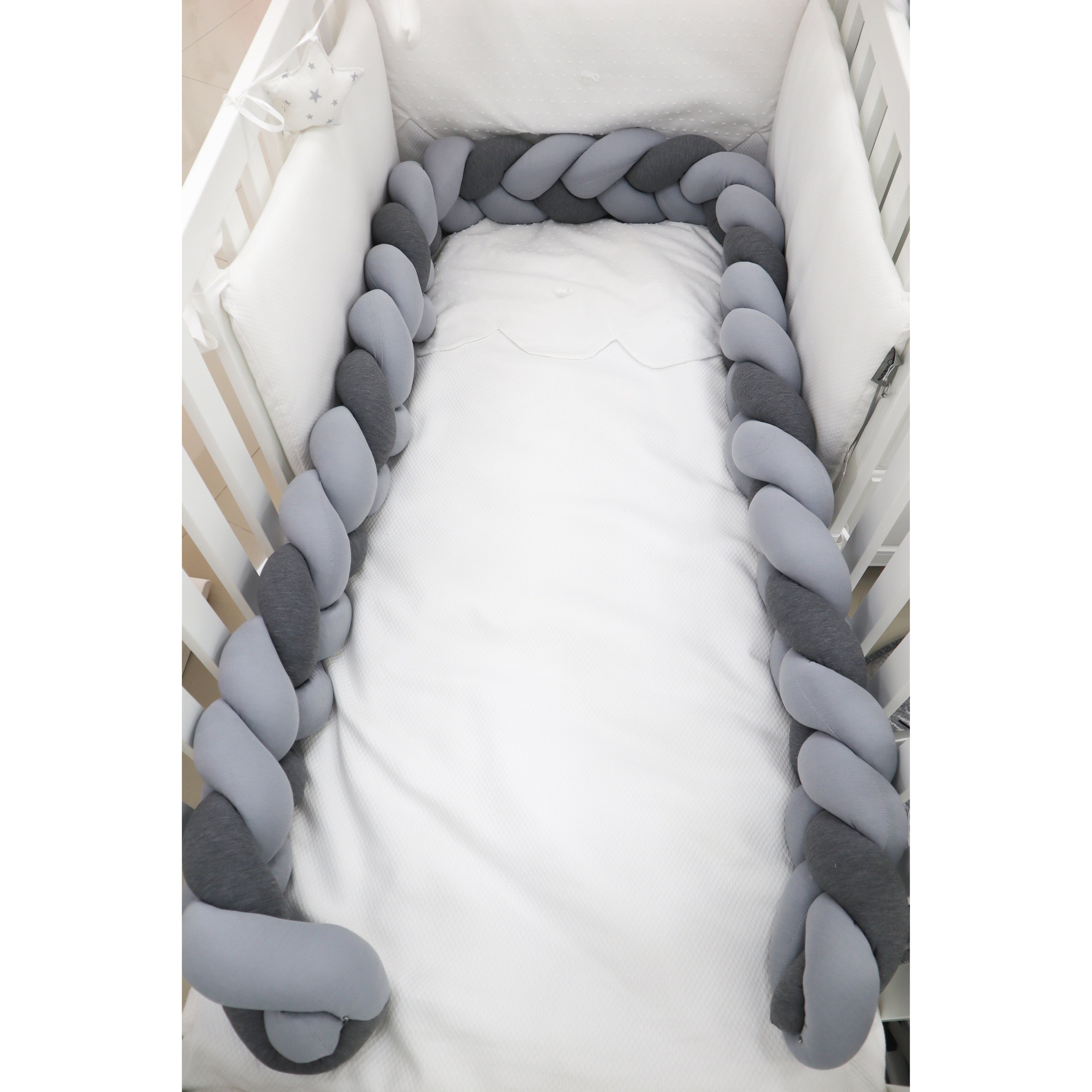 Baby Moon Knotted Bumper Dark Grey& Light Grey cotton 100%