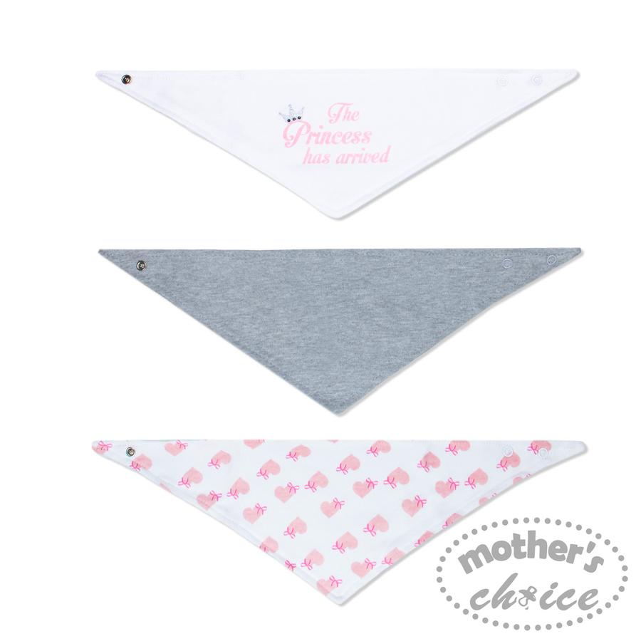 Mother's Choice Snap Closure 3 Pack Triangle Bibs - The Princess Has Arrived