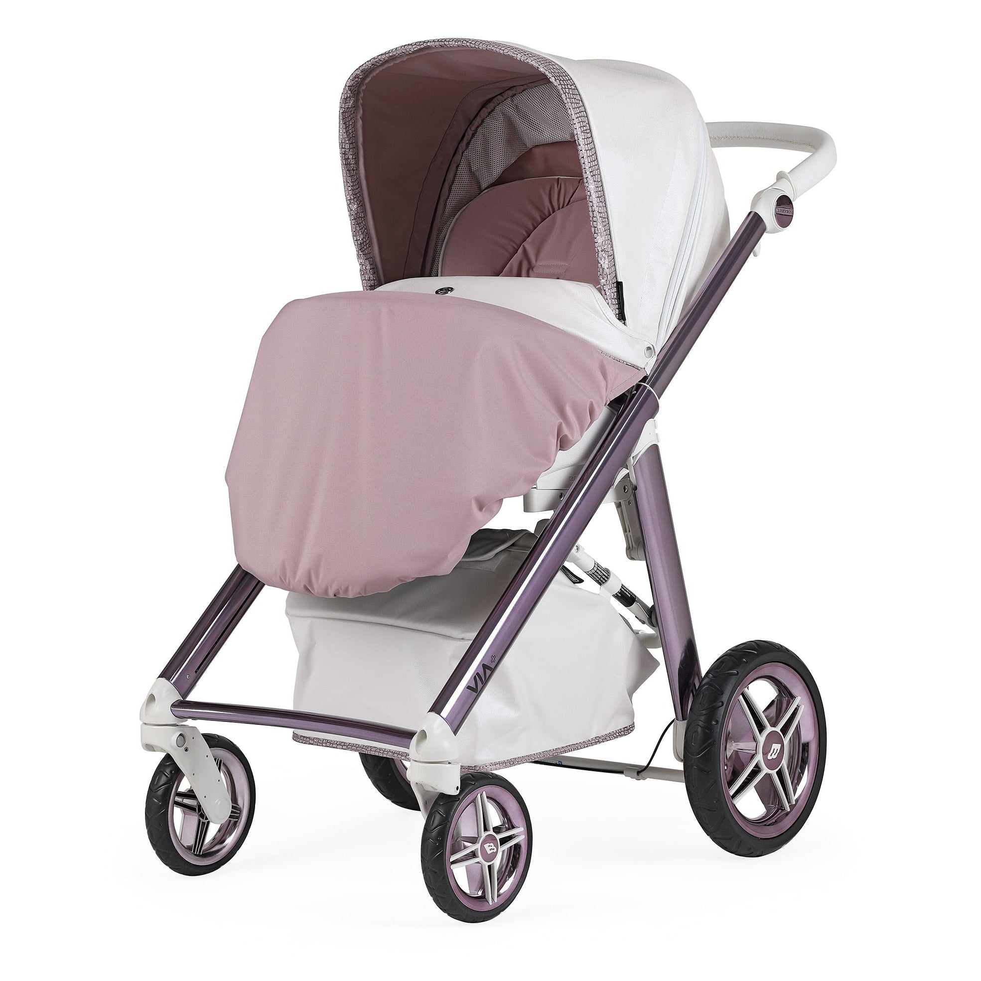 Bebecar Pram Via + PP 280(Pink- snake) With Car seats & Bag- Prive Collection