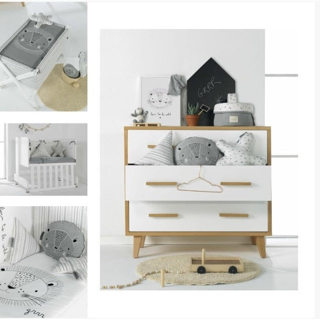 Bimbidreams 3Pcs Cradle Set 50X80 Leon W/Grey