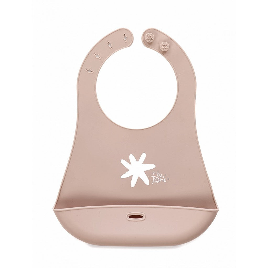 Jane Snap Baby Silicone Bib- Pale