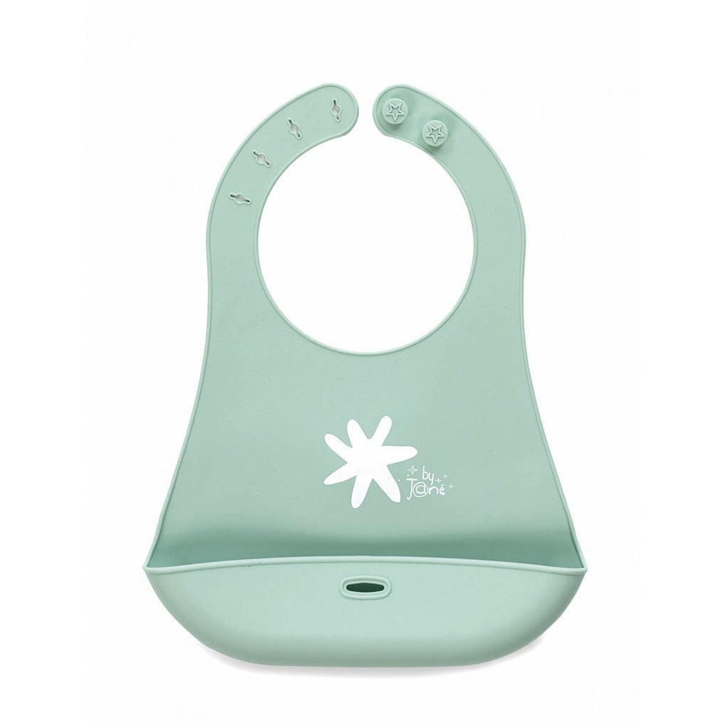 Jane Snap Baby Silicone Bib- Mint