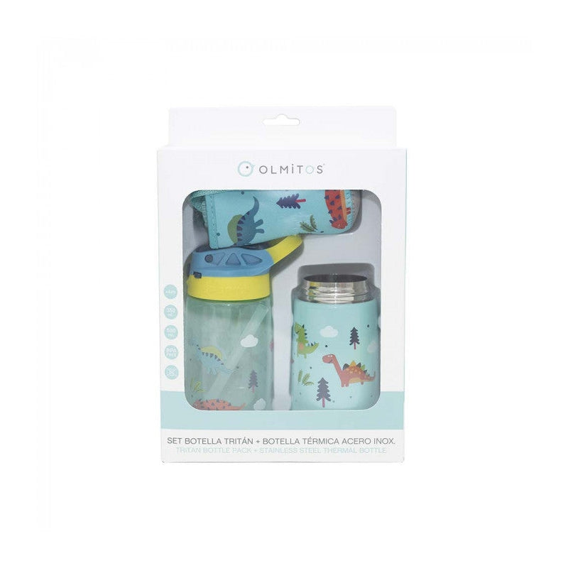 Olmitos Tritan & Steel Bottle Set Dino