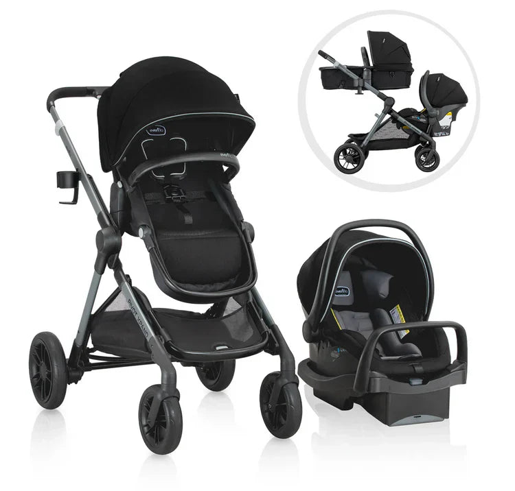 Evenflo Pivot Xpand Modular Travel System with LiteMax Infant Car Seat – Ayrshire Black