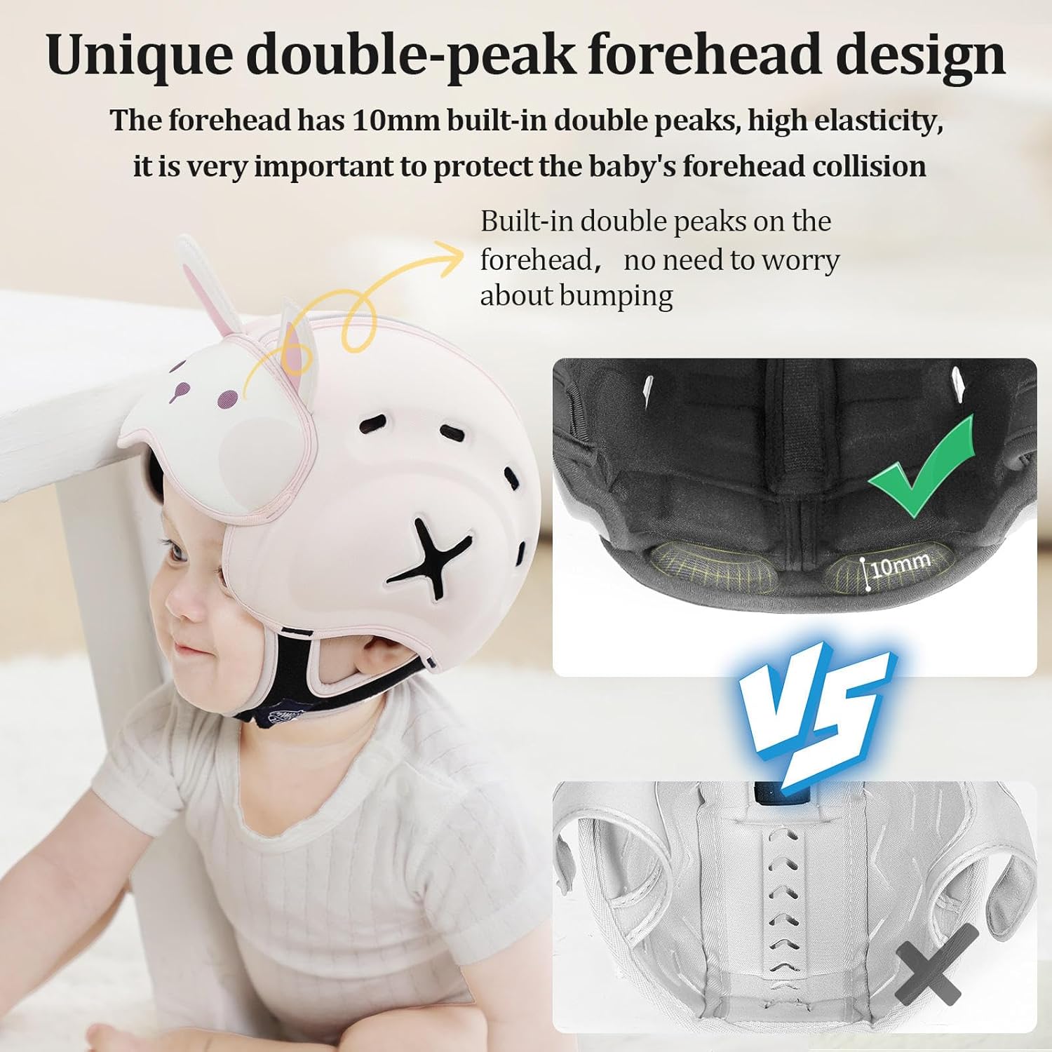 MAMBOBABY SAFETY HELMET BREATHABLE RABBIT PINK 6-24