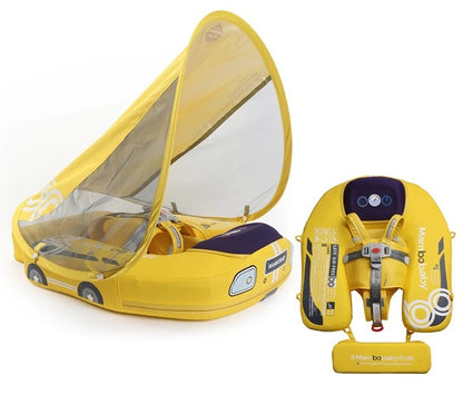MAMBOBABY BABY FLOAT YELLOW CAR WITH CANOPY