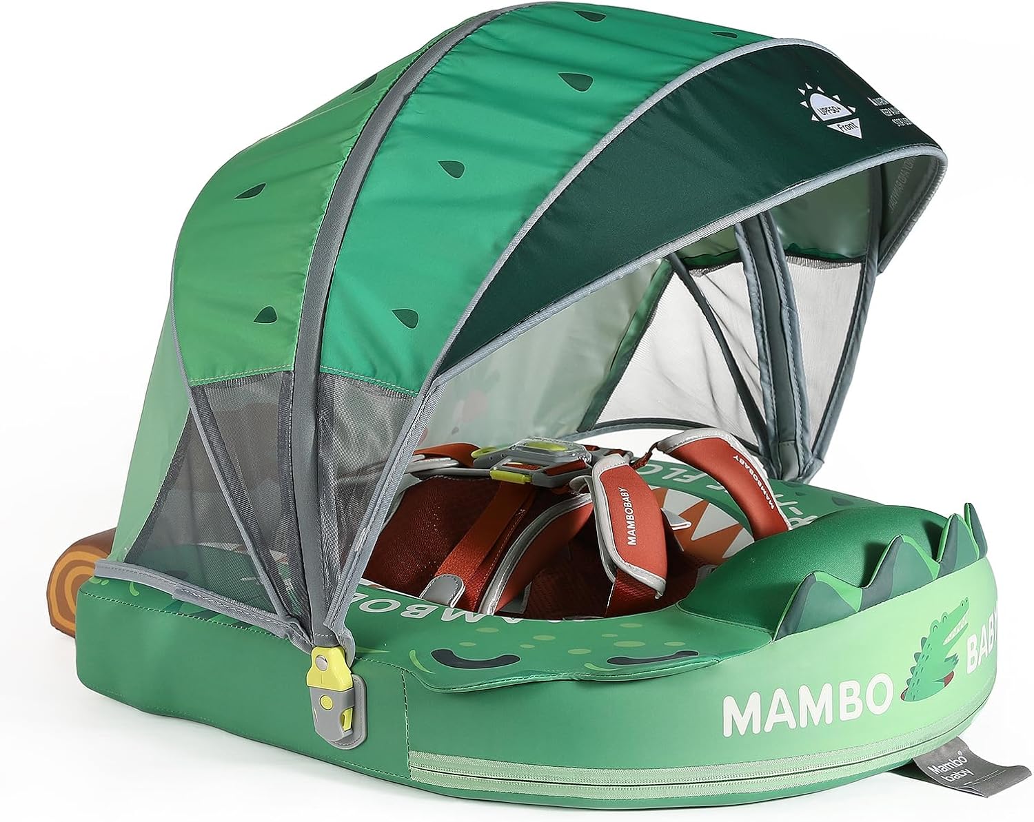 MAMBOBABY BABY FLOAT CROCODILE GREEN WITH CANOPY