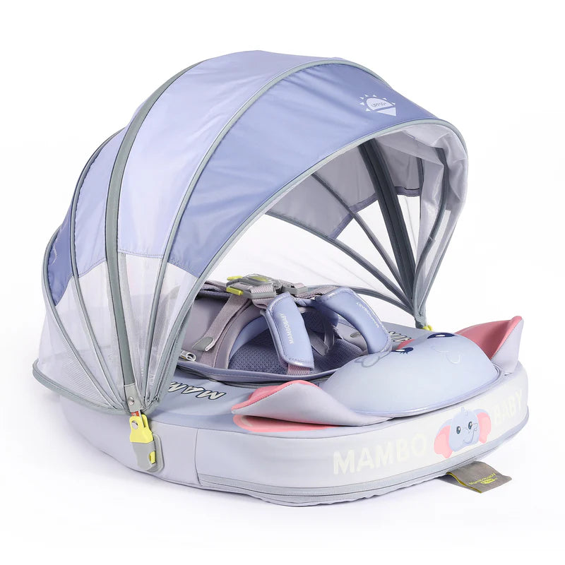 MAMBOBABY BABY FLOAT ELEPHANT BLUE WITH CANOPY