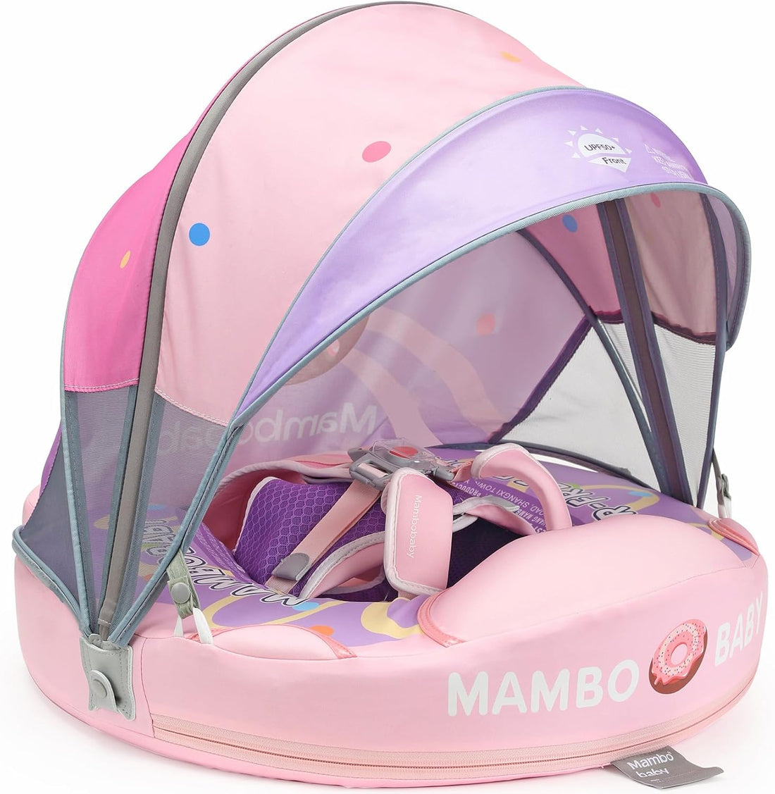MAMBOBABY BABY FLOAT DOUGHNUTS PINK WITH CANOPY