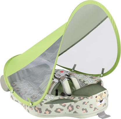 MAMBOBABY BABY FLOAT LEOPARD GREEN  WITH CANOPY