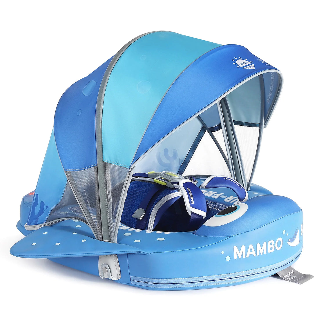 MAMBOBABY BABY FLOAT BLUE FISH WITH CANOPY