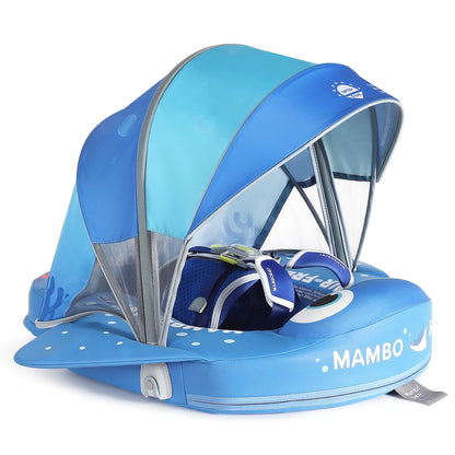 MAMBOBABY BABY FLOAT BLUE FISH WITH CANOPY