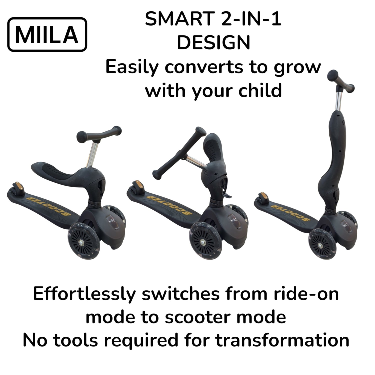 MIILA SCOOTER 2 IN 1 BLACK