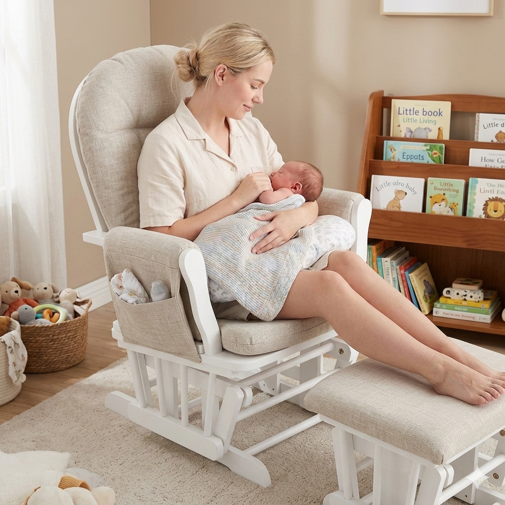 Miila Wooden Nursing Chair Beige