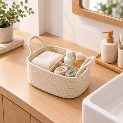 MIILA Baby Diaper Caddy &amp; Organizer Basket with Removable Dividers