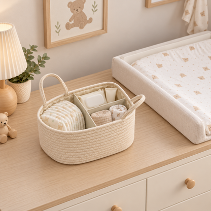 MIILA Baby Diaper Caddy &amp; Organizer Basket with Removable Dividers