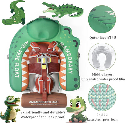 MAMBOBABY BABY FLOAT CROCODILE GREEN WITH CANOPY