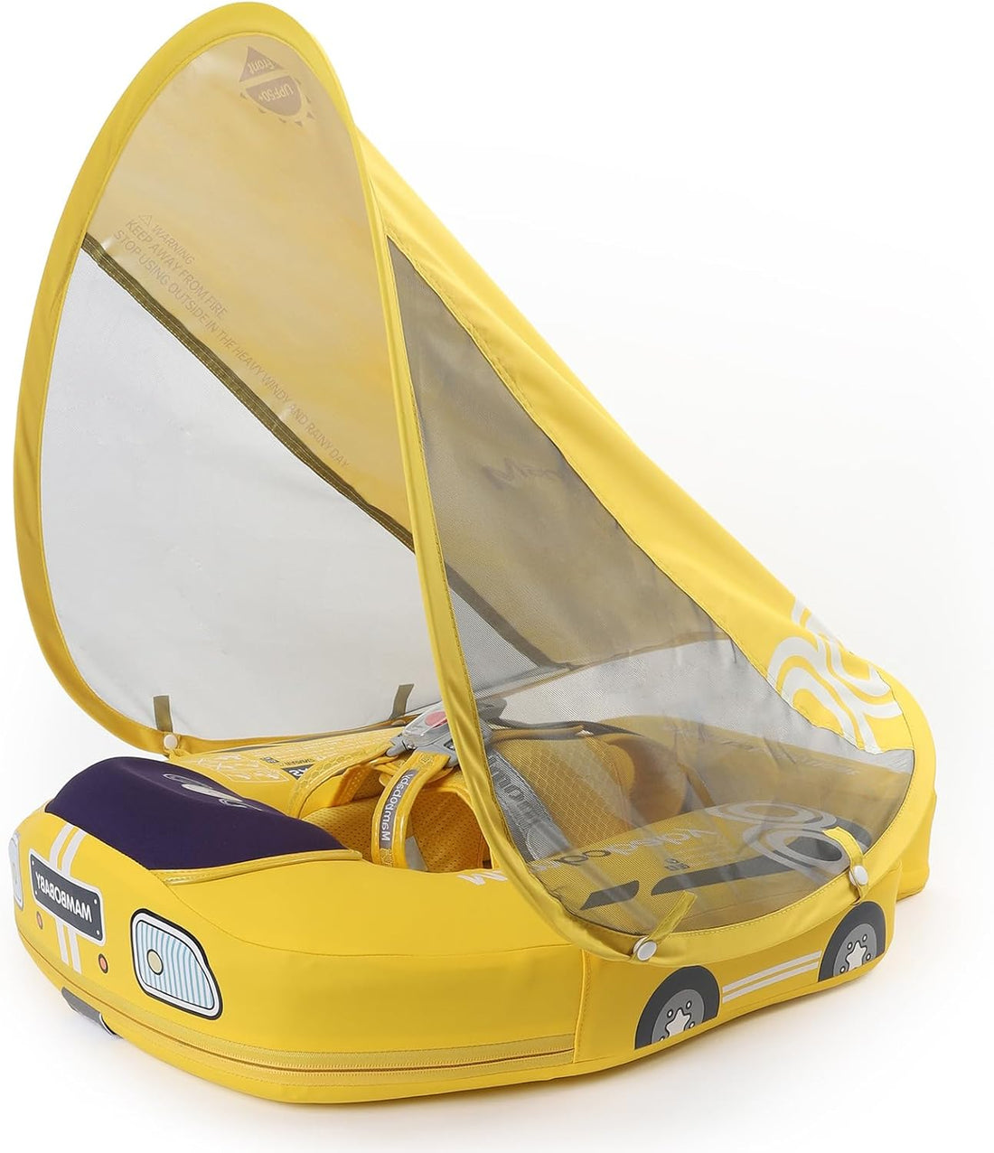 MAMBOBABY BABY FLOAT YELLOW CAR WITH CANOPY