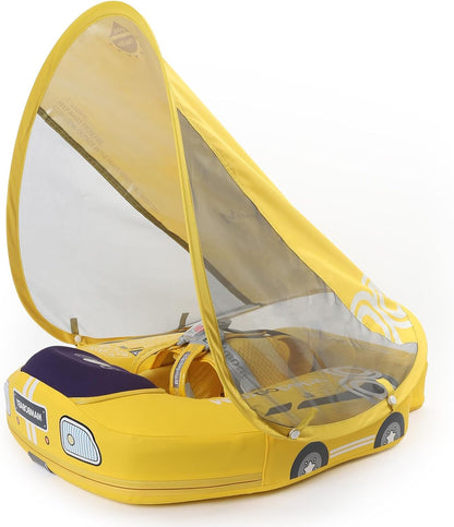 MAMBOBABY BABY FLOAT YELLOW CAR WITH CANOPY