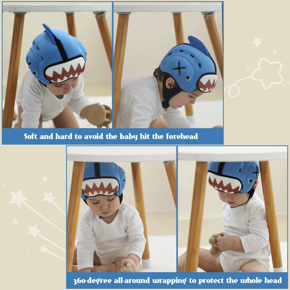 MAMBOBABY SAFETY HELMET BREATHABLE SHARK BLUE 6-24