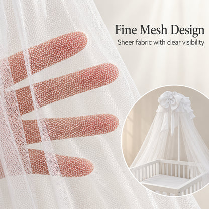 MIILA Baby Cot Mosquito Net with Adjustable Stand, Decorative Crib Canopy