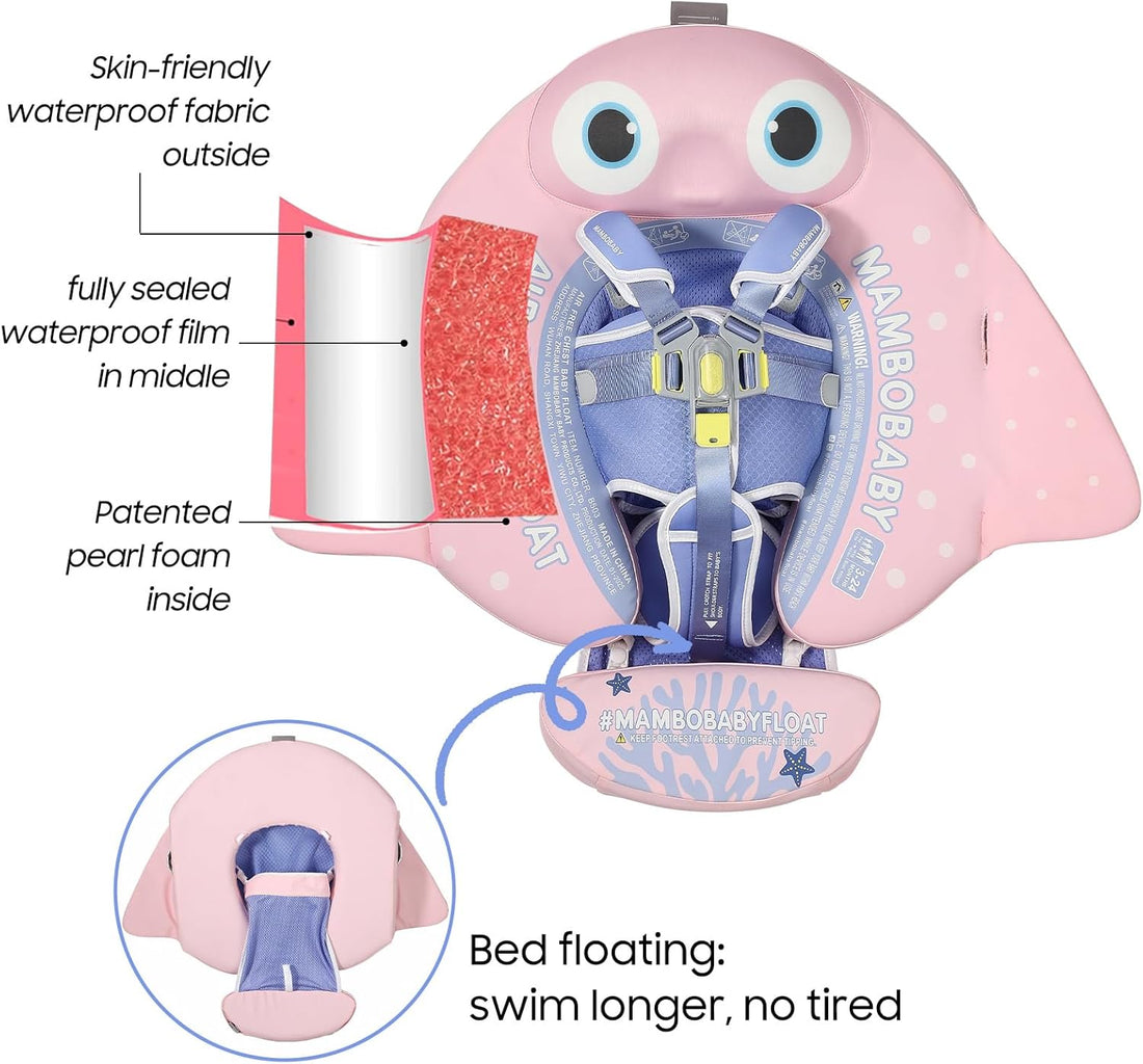 MAMBOBABY BABY FLOAT PINK FISH WITH CANOPY