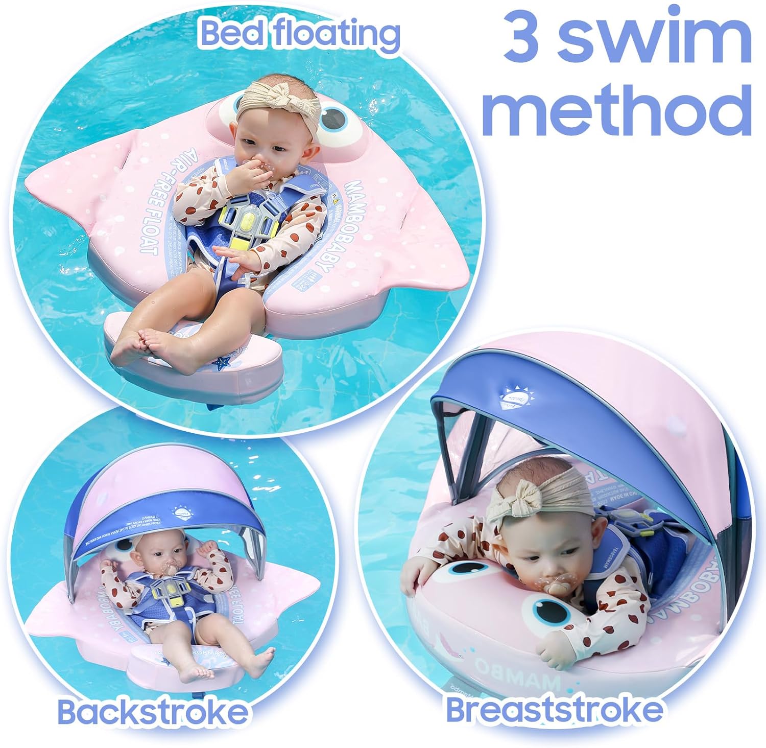 MAMBOBABY BABY FLOAT PINK FISH WITH CANOPY