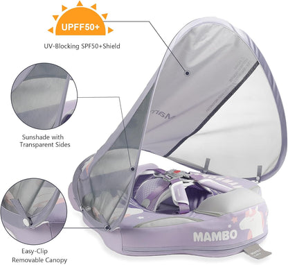 MAMBOBABY BABY FLOAT PURPLE UNICORN WITH CANOPY