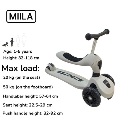 MIILA SCOOTER 2 IN 1 GREY