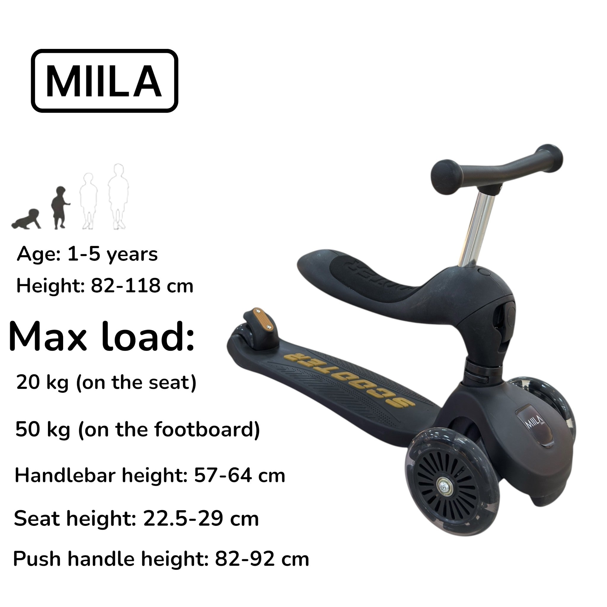 MIILA SCOOTER 2 IN 1 BLACK