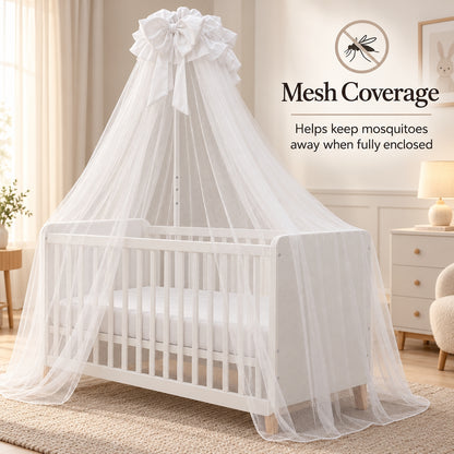 MIILA Baby Cot Mosquito Net with Adjustable Stand, Decorative Crib Canopy
