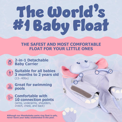 MAMBOBABY BABY FLOAT ELEPHANT BLUE WITH CANOPY