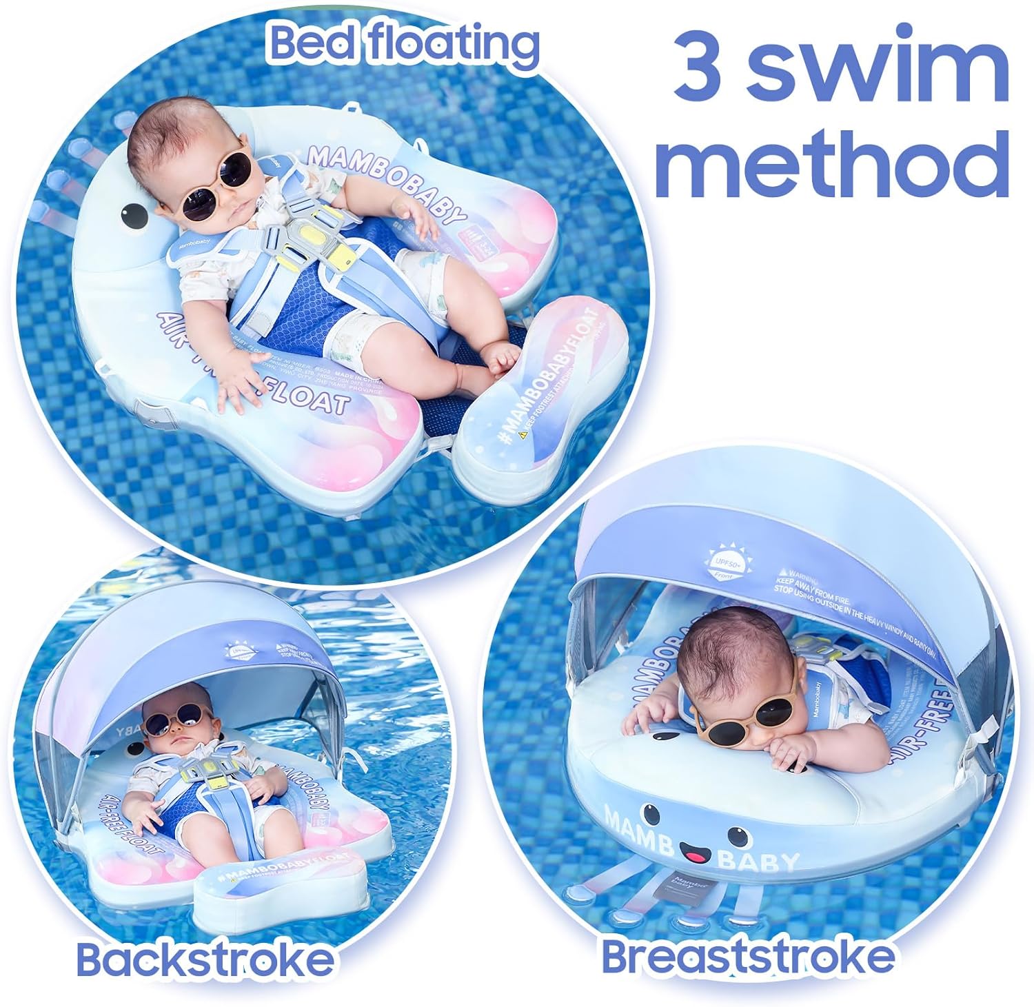 MAMBOBABY BABY FLOAT JELLY DREAM BLUE WITH CANOPY