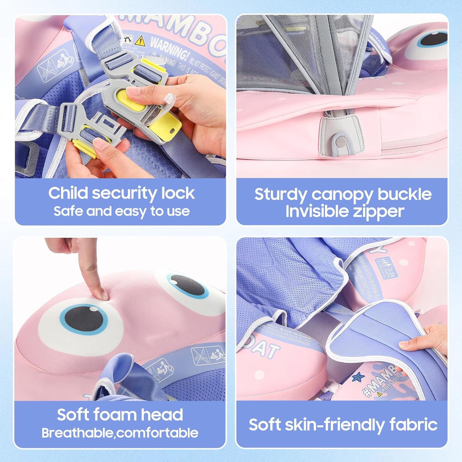 MAMBOBABY BABY FLOAT PINK FISH WITH CANOPY