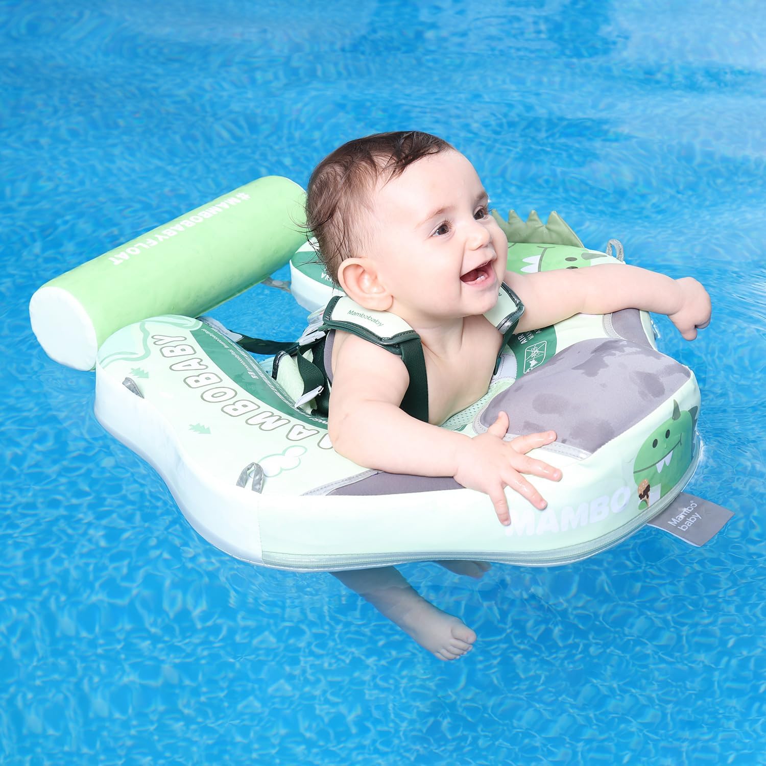 MAMBOBABY BABY FLOAT GREEN DINOSAUR WITH CANOPY