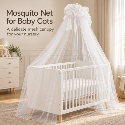 MIILA Baby Cot Mosquito Net with Adjustable Stand, Decorative Crib Canopy