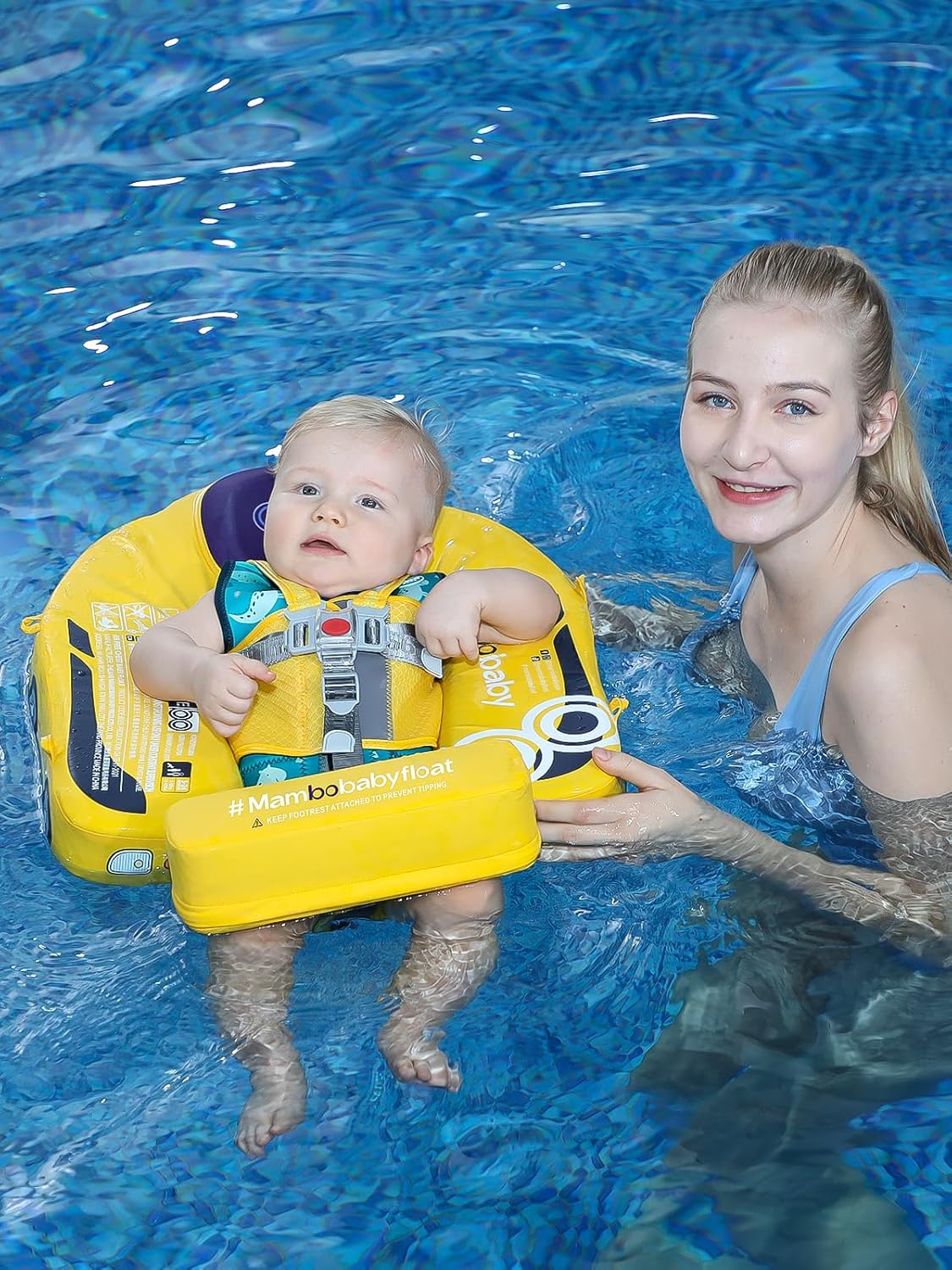 MAMBOBABY BABY FLOAT YELLOW CAR WITH CANOPY