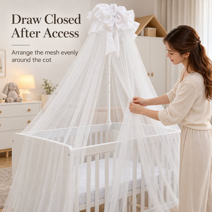 MIILA Baby Cot Mosquito Net with Adjustable Stand, Decorative Crib Canopy