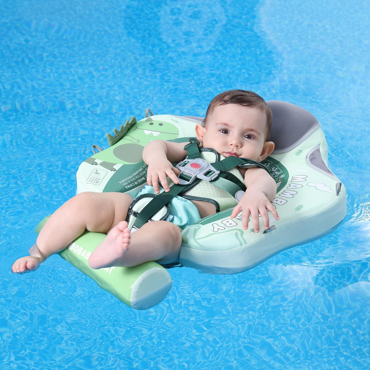 MAMBOBABY BABY FLOAT GREEN DINOSAUR WITH CANOPY