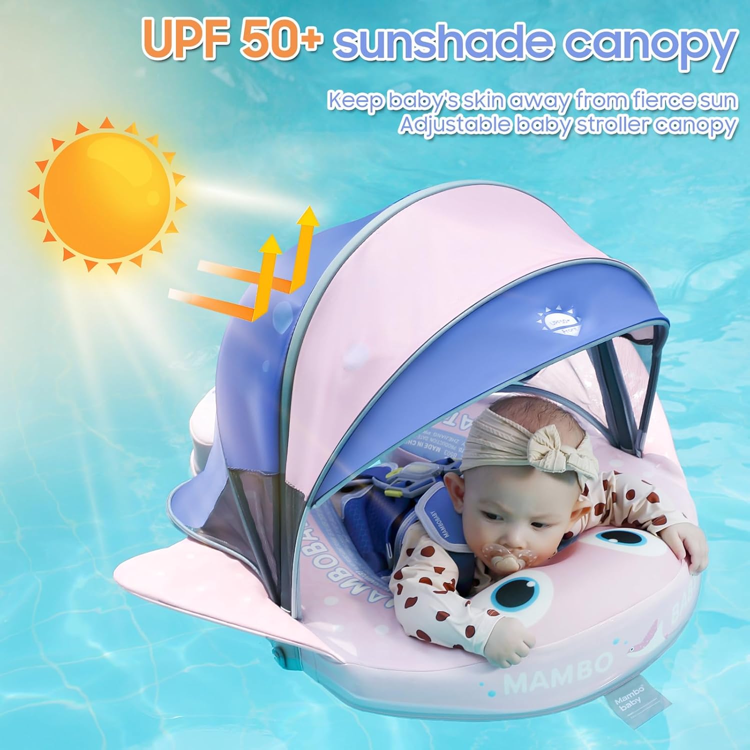 MAMBOBABY BABY FLOAT PINK FISH WITH CANOPY