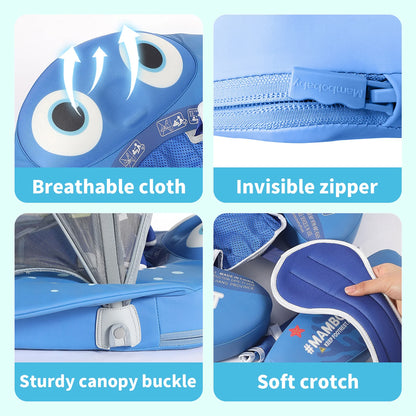 MAMBOBABY BABY FLOAT BLUE FISH WITH CANOPY